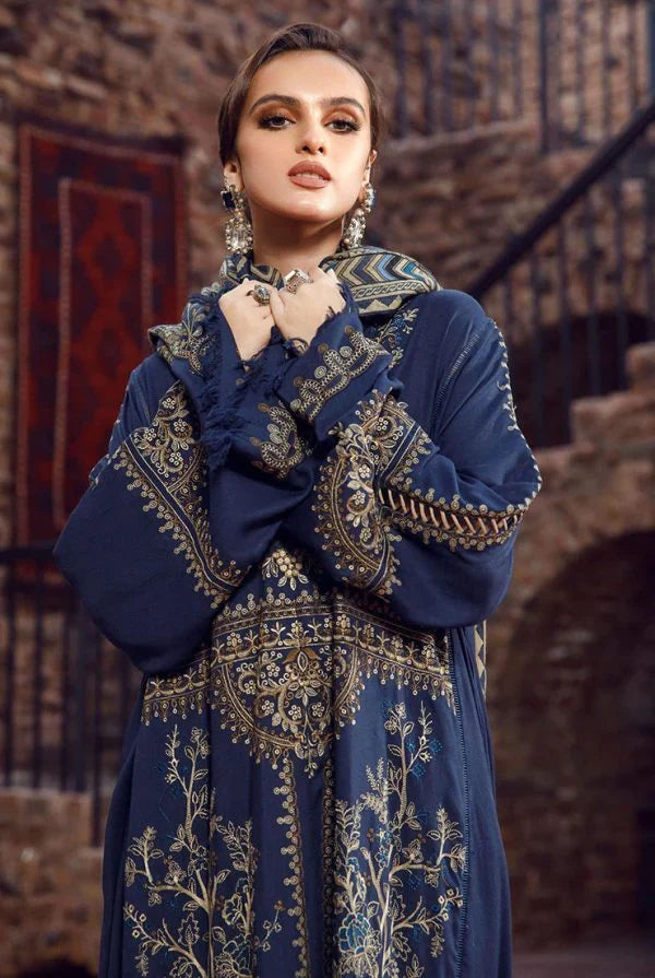 SR-2060 Dhanak Embroidered Suit With Digital Printed Wool Shawl