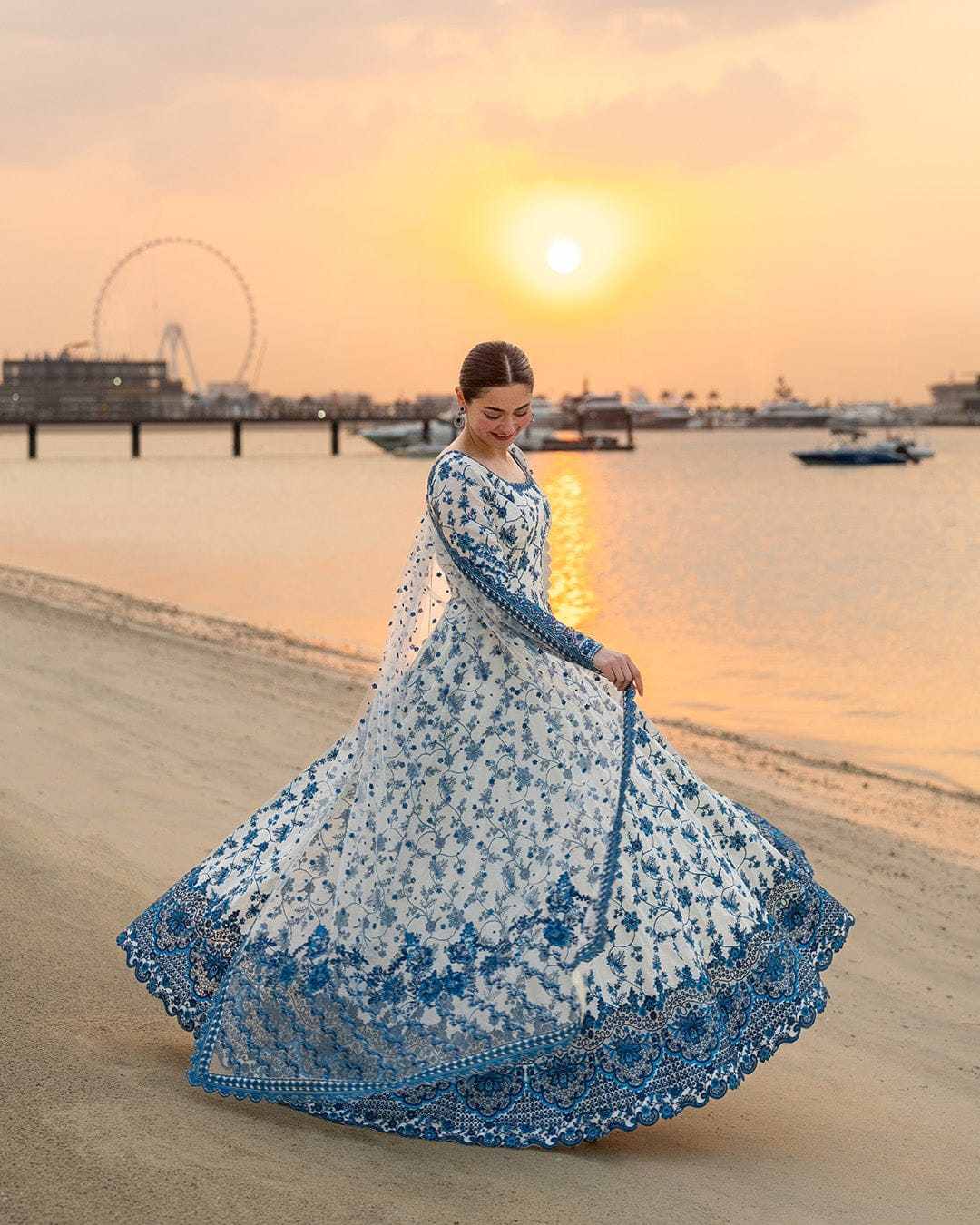 Highly Recommended SR-FS1000 Lawn Unstitched Frock Fully Embroidered 3pc Suit With Organza Embroidered Dupatta