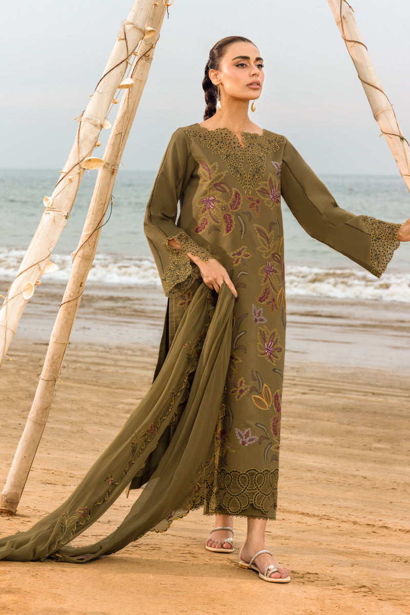 RANG RASIYA-3PC LAWN EMBROIDERED SHIRT WITH KHADDI NET EMBROIDERED DUPATTA AND TROUSER-BIC-4514