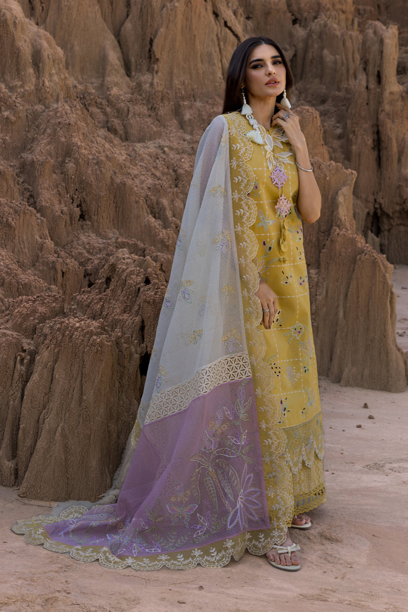 RANG RASIYA-3PC LAWN EMBROIDERED SHIRT WITH KHAADI NET EMB DUPATTA & TROUSER-BIC-4686