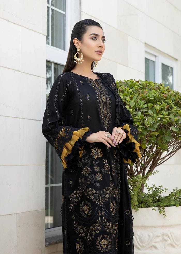 SR-BA06 Un-Stitched Lawn Embroidered 3pc With Organza Embroidered Dupatta