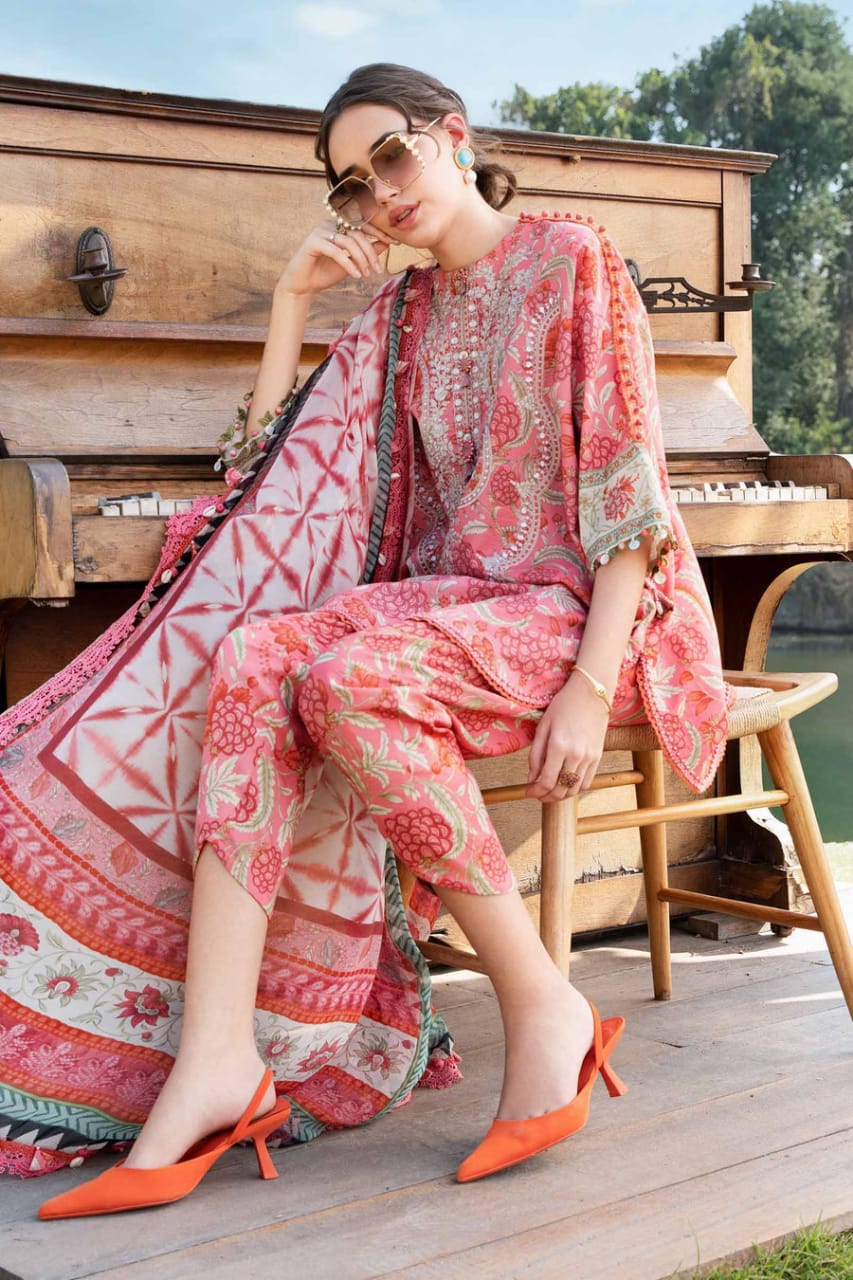 SR-MB458 Unstitched Digital Printed Lawn Suit 3pc With Lawn Digital Printed Dupatta