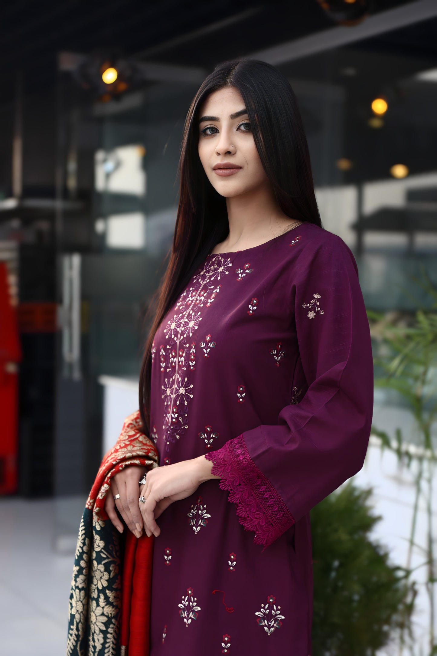 BRANDSINN-3PC KHADDAR CUTWORK EMBROIDERED SHIRT WITH KASHMIRI JACQUARD WOOL SHAWL-BIC-1550