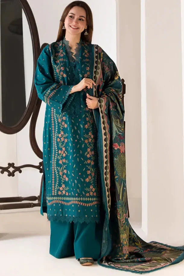 SR-SN61 Dhanak Embroidered Suit With Digital Printed Wool Shawl