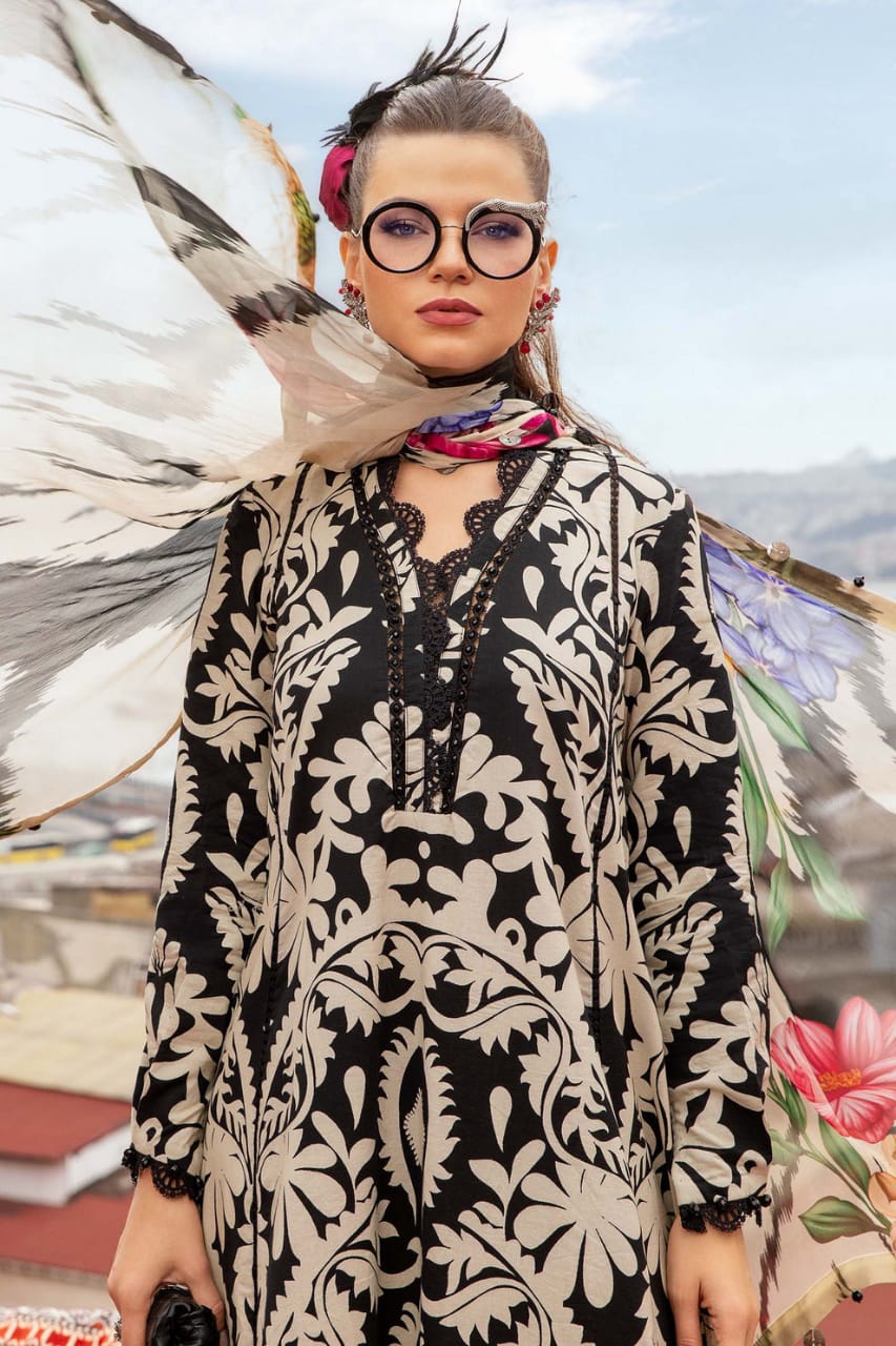 SR-BQ36 Digital Printed Khaddar Suit 3pc with Khaddar Digital Printed Dupatta