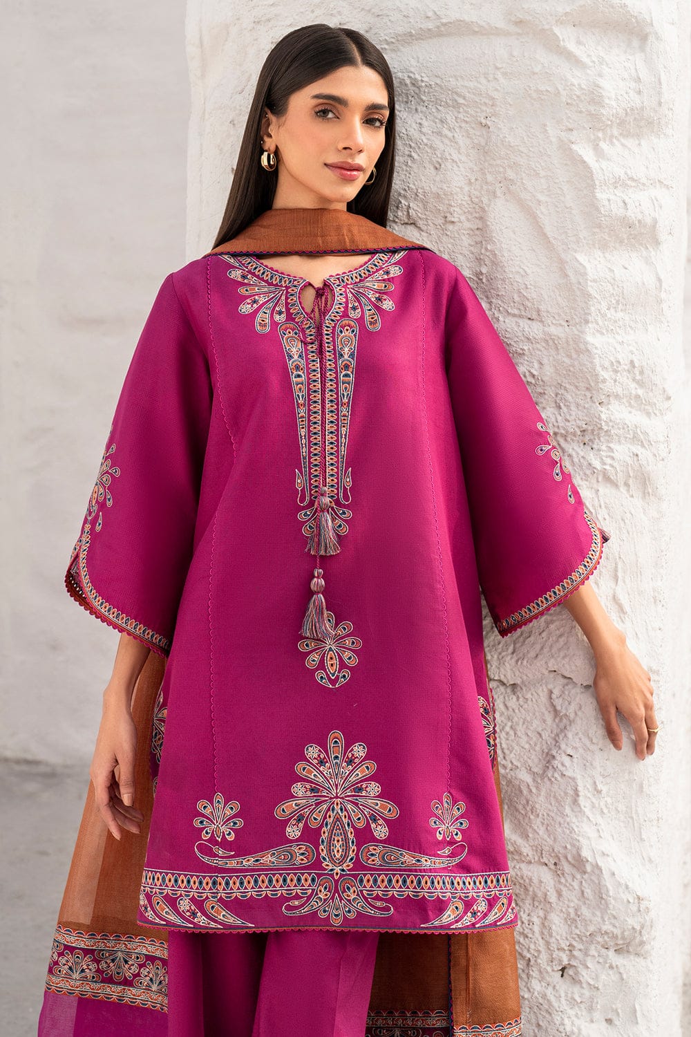 SR-JZ2830 Unstitched Fully Embroidered Lawn Suit With Embroidered Chiffon Dupatta
