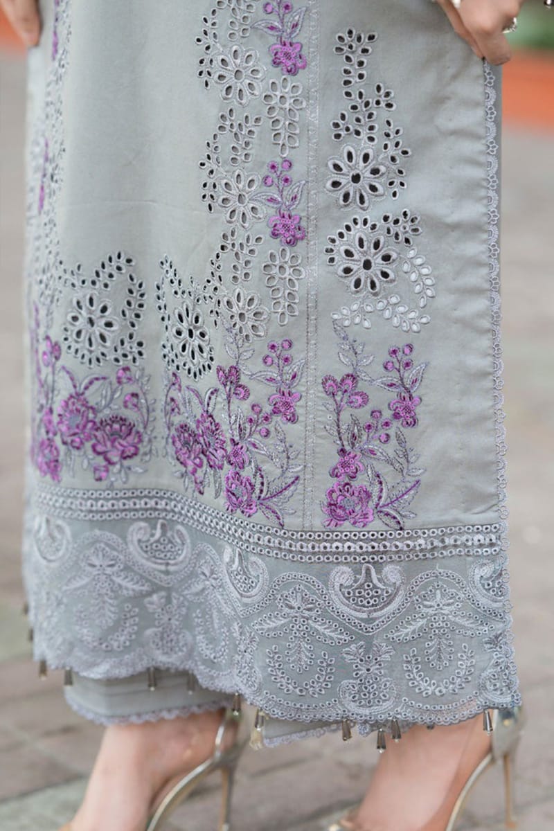 SR-842 Chikenkari Embroidered Lawn Suit 3pc With Embroidered Bamber Chiffon Dupatta