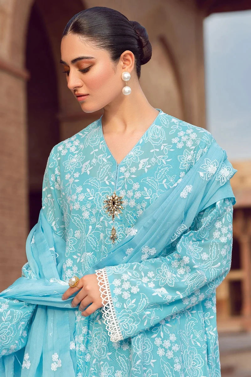 SR-BR08 Lawn 3Pc Embroidered Suit with Bamber Chiffon Embroidered Dupatta