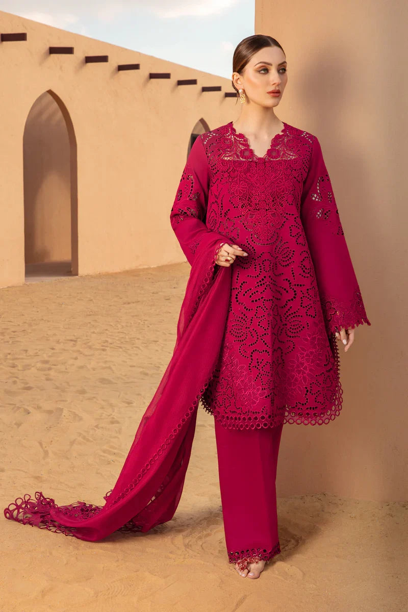 RANG RASIYA-3PC LAWN CHIKANKAARI EMBROIDERED SHIRT WITH KHADDI NET EMBROIDERED DUPATTA AND TROUSER-BIC-4647