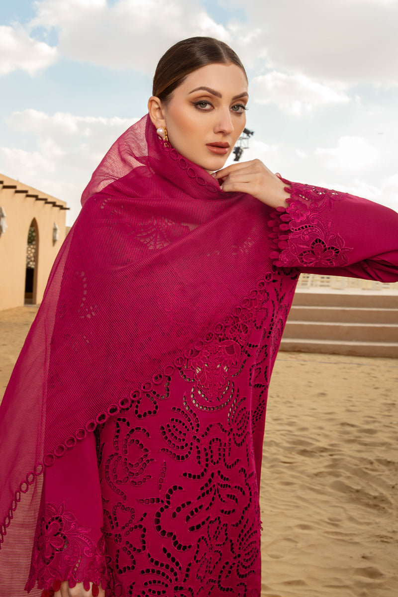 RANG RASIYA-3PC LAWN CHIKANKAARI EMBROIDERED SHIRT WITH KHADDI NET EMBROIDERED DUPATTA AND TROUSER-BIC-4647
