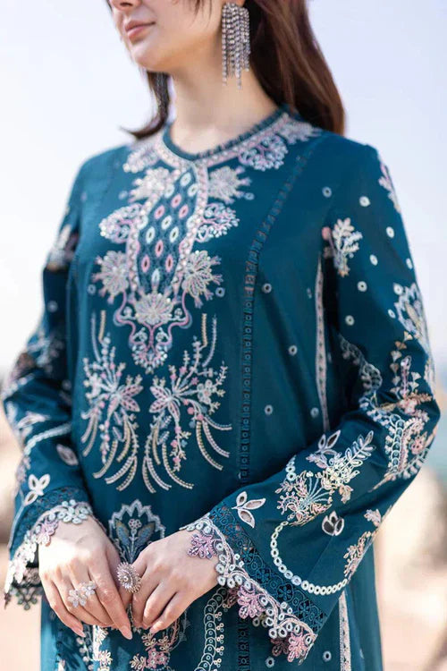 QALAMQAR-3PC LAWN HEAVY EMBROIDERED SHIRT WITH CHIFFON  EMB DUPATTA AND EMB TROUSER-BIC-4518