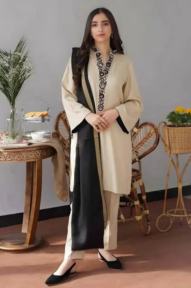 SR-AS05 Unstitched Fully Embroided Dhanak Suit With Dhanak Dupatta