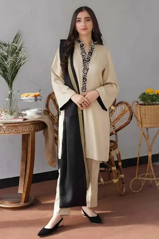 SR-AS05 Unstitched Fully Embroided Dhanak Suit With Dhanak Dupatta