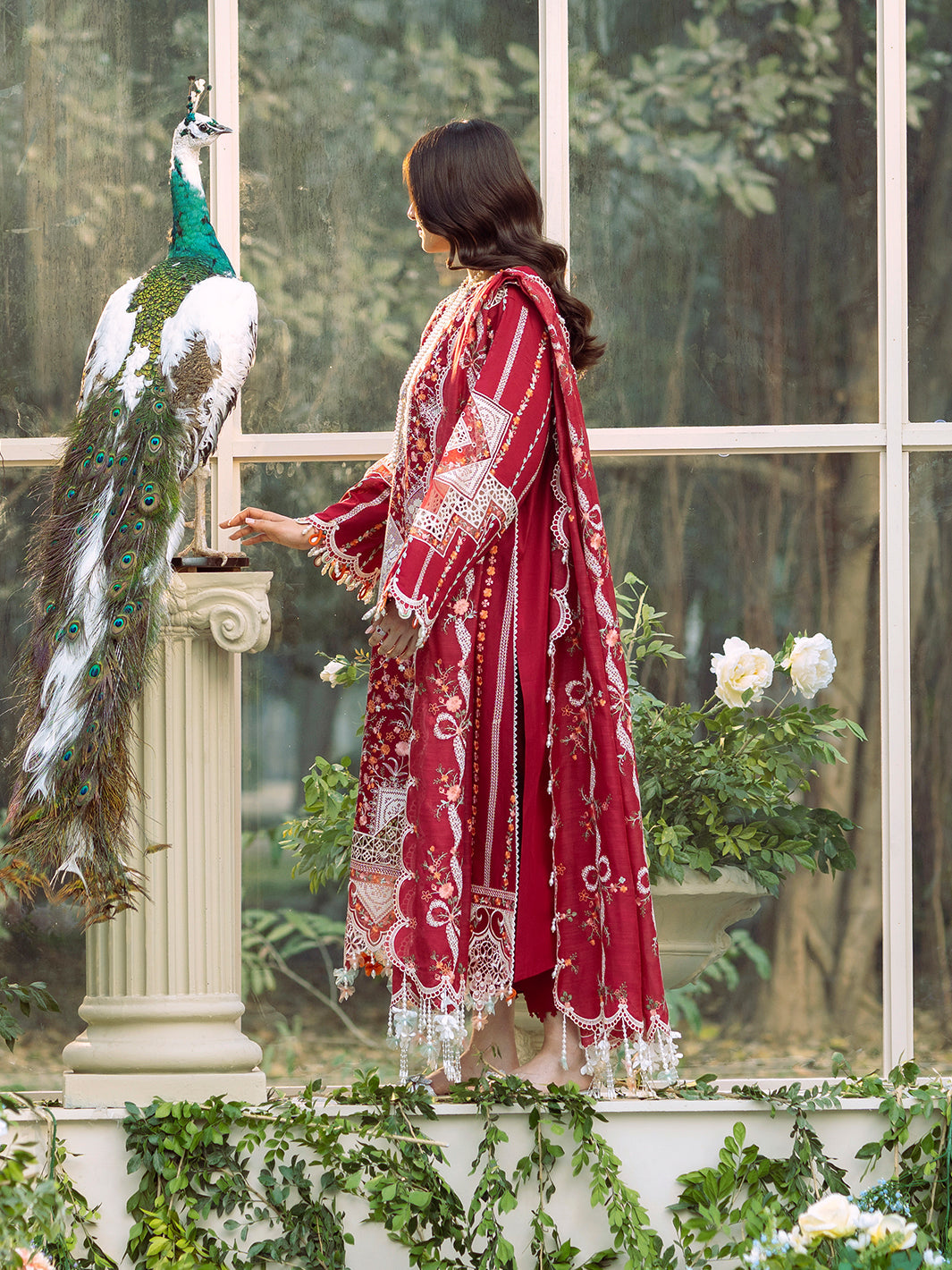 BIN ILYAS-3PC LAWN HEAVY EMBROIDERED SHIRT WITH KHADDI NET EMBROIDERED DUPATTA & LAWN TOUSER-BIC-4724