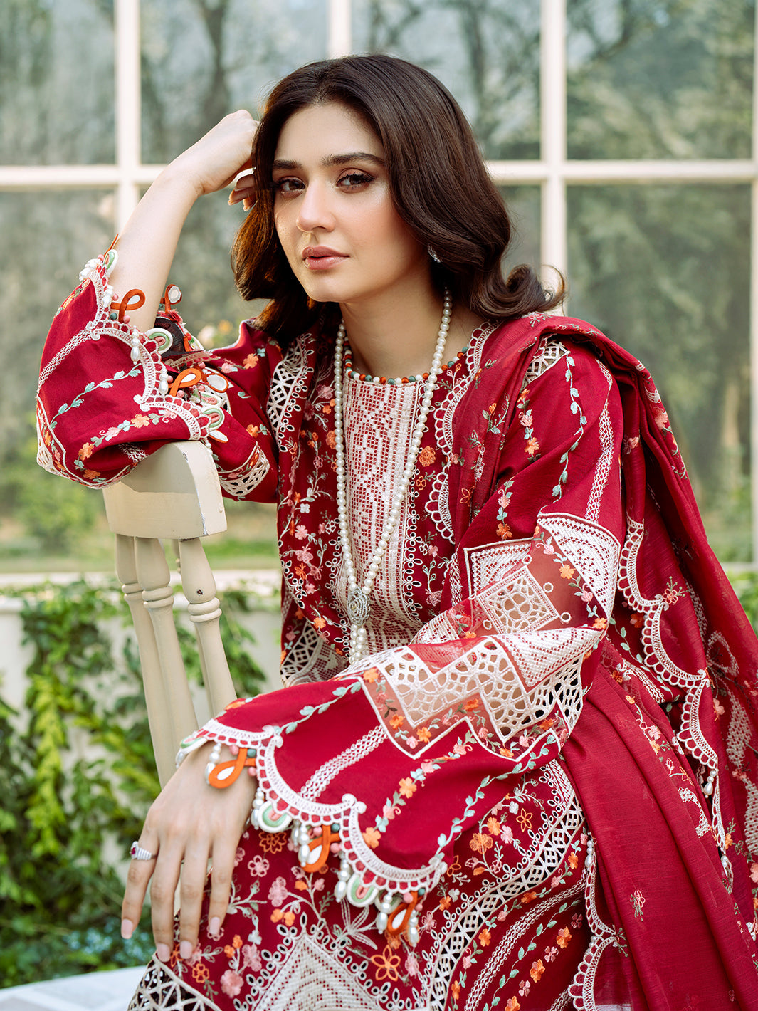 BIN ILYAS-3PC LAWN HEAVY EMBROIDERED SHIRT WITH KHADDI NET EMBROIDERED DUPATTA & LAWN TOUSER-BIC-4724
