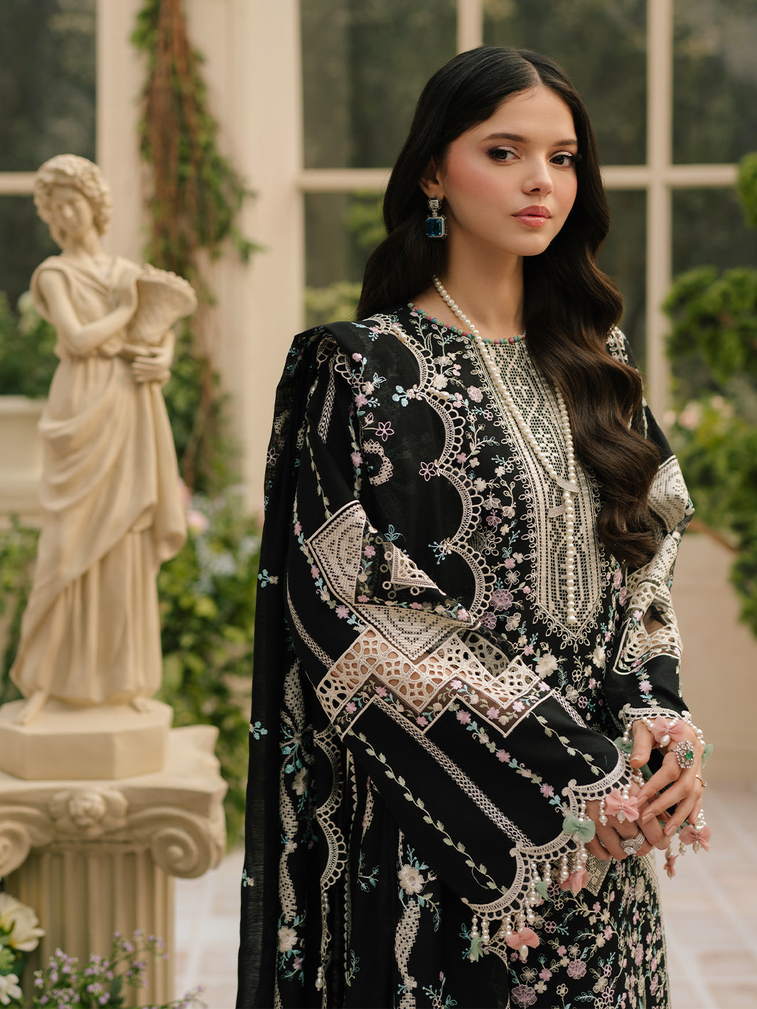 BIN ILYAS-3PC LAWN HEAVY EMBROIDERED SHIRT WITH KHADDI NET EMBROIDERED DUPATTA & LAWN TOUSER-BIC-4725