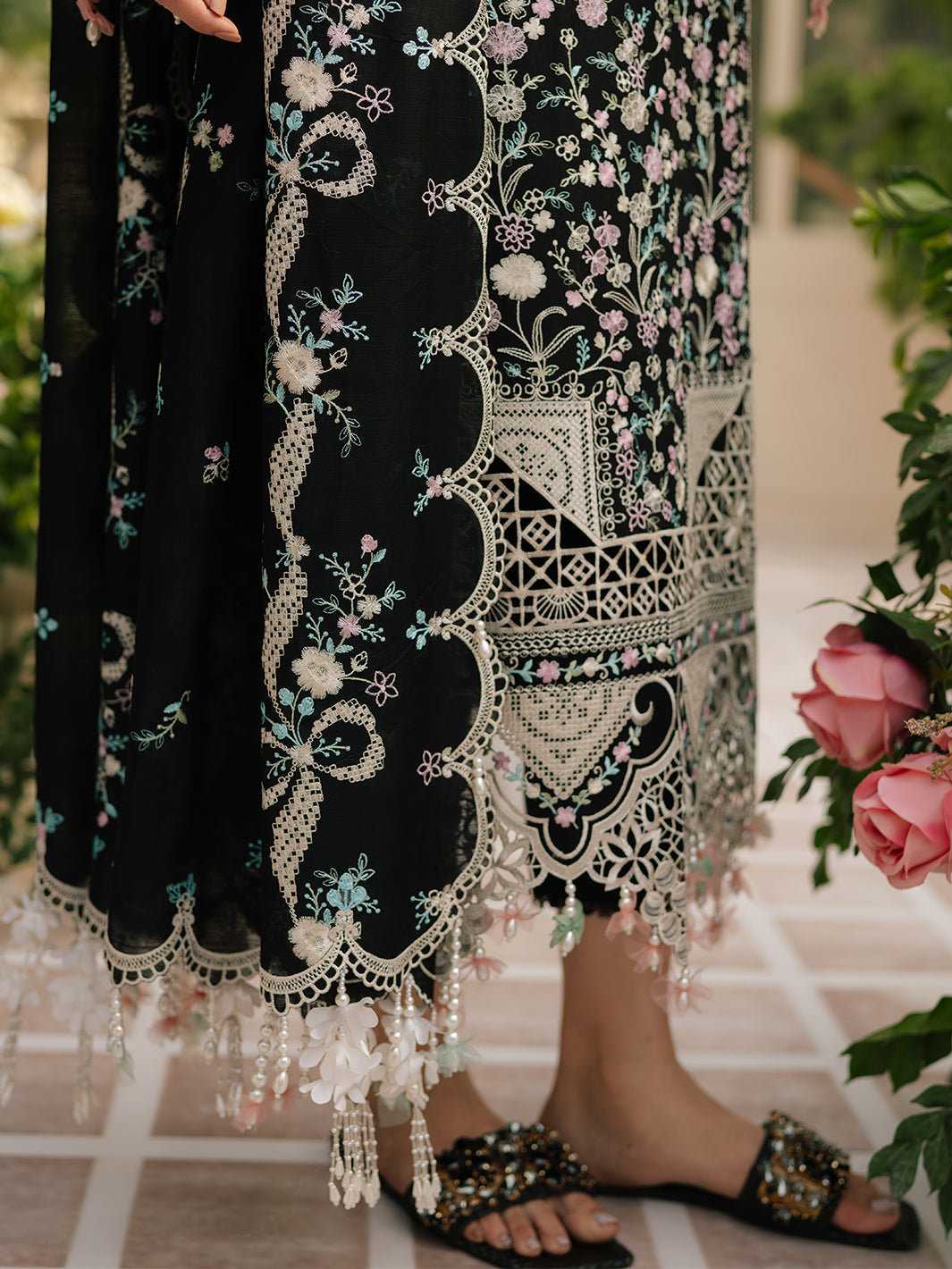 BIN ILYAS-3PC LAWN HEAVY EMBROIDERED SHIRT WITH KHADDI NET EMBROIDERED DUPATTA & LAWN TOUSER-BIC-4725