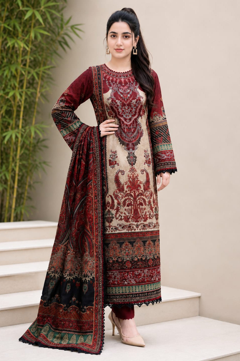 SR-280 Unstitched Digital Printed Lawn Suit 3pc With Digital Printed Lawn Dupatta