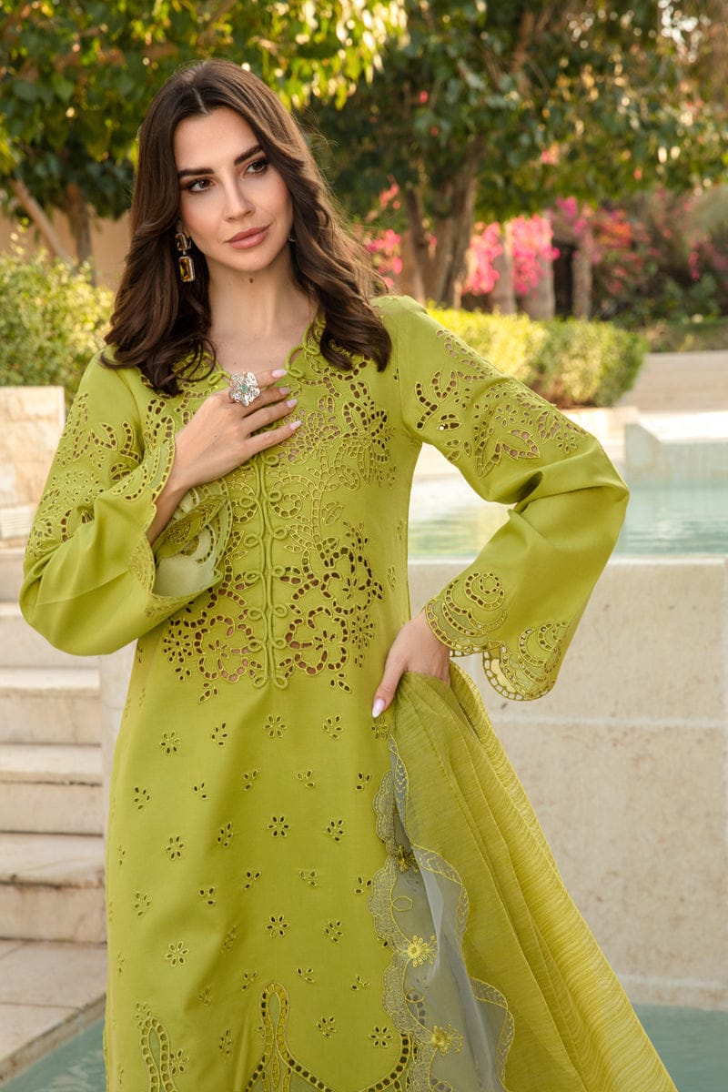 SR-RR2780 Lawn Unstitched Chikenkari 3pc Suit With Cotton Net Embroidered Dupatta