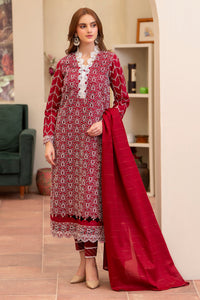MIRAKHI-3PC LAWN CHIKENKARI EMBROIDERED SHIRT WITH LAWN TUBE SLUB DUPATTA-BIC-2835