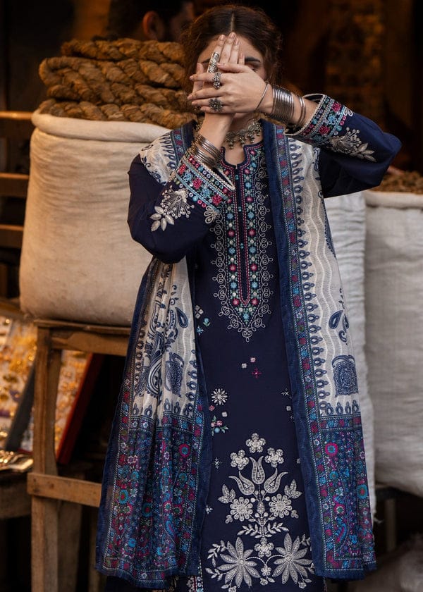 SR-AK905 Dhanak Embroidered Suit With Digital Printed Woolen Shawl