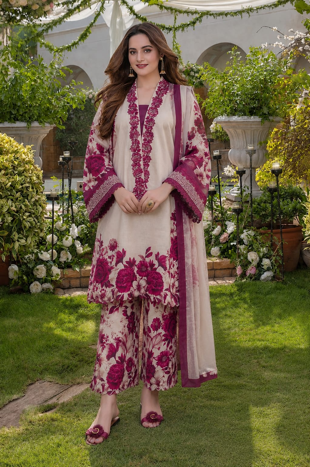 SR-AD476 Unstitched Digital Printed Lawn Suit 3pc With Digital Printed Lawn Dupatta