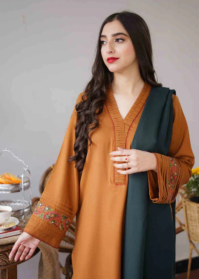 SR-GA1120 Unstitched Heavy Embroidered Dhanak Suit Embroidered Dhanak Shawl