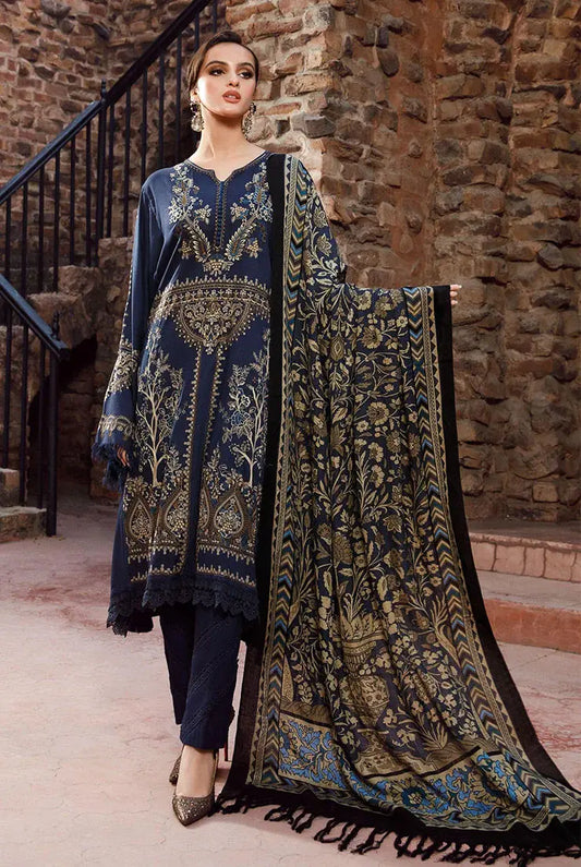 Dhanak Embroidered Suit With Digital Printed Wool Shawl