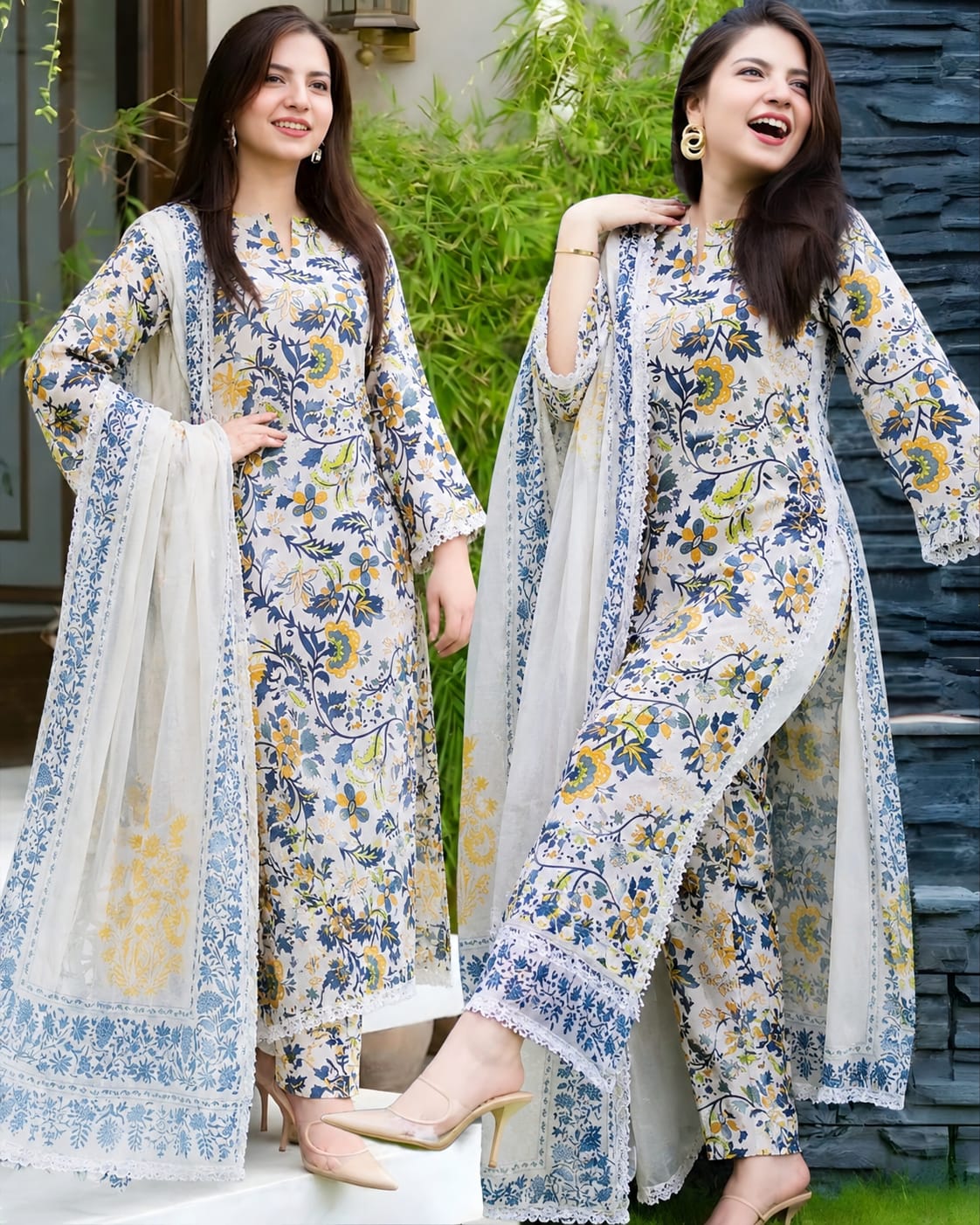 SR-D349 Digital Printed Lawn Suit 3pc With Lawn Digital Printed Dupatta