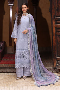NUREH-3PC LAWN CHIKANKAARI EMBROIDERED SHIRT WITH CHIFFON PRINTED DUPATTA AND TRPUSER-BIC-4553