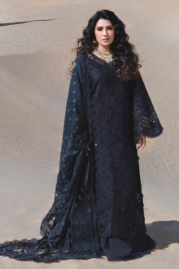 NUREH-3PC LAWN HEAVY EMBROIDERED SHIRT WITH CHIFFON PRINTED EMBR DUPATTA AND TROUSER-BIC-4786
