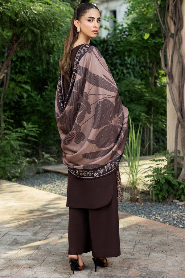 SR-BQ140 Dhanak Embroidered Suit With Digital Printed Wool Shawl
