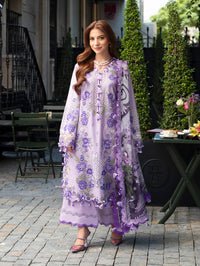JADE-3PC LAWN CHIKANKAARI EMBROIDERED SHIRT WITH CHIFFON PRINTED DUPATTA AND TROUSER-BIC-4794