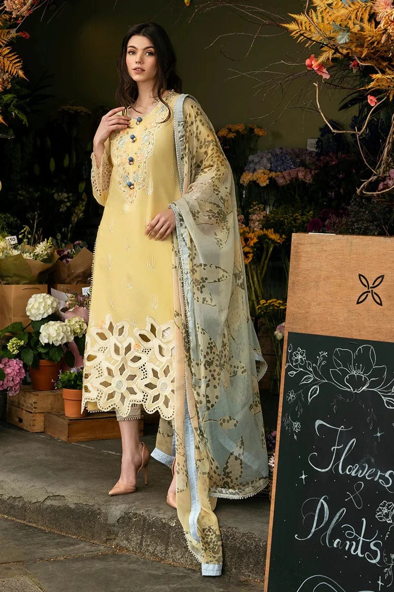 SR-MS2570  Unstitched Embroidered Lawn 3pc Suit With Cotton Lawn Printed Dupatta