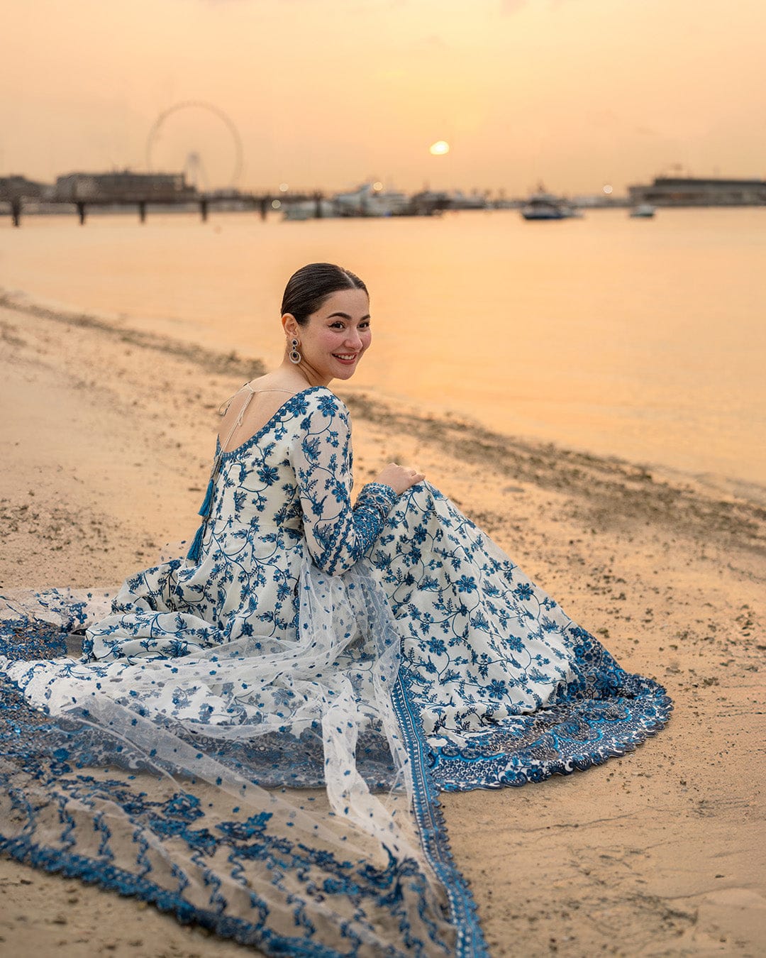 Highly Recommended SR-FS1000 Lawn Unstitched Frock Fully Embroidered 3pc Suit With Organza Embroidered Dupatta
