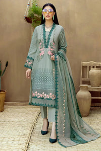 SR-LM16 Lawn Unstitched Embroidered 3pc Suit With Organza Embroidered Dupatta