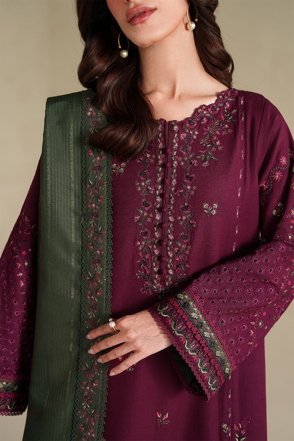 Highly Recommended SR-IZ2705 Unstitched Fully Embroidered Lawn Suit With Embroidered Lawn Dupatta