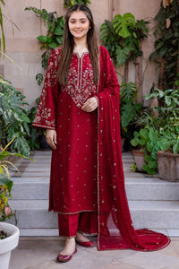 SR-BT2700 Unstitched Fully Embroidered Lawn Suit With Embroidered Bamber Chiffon Dupatta