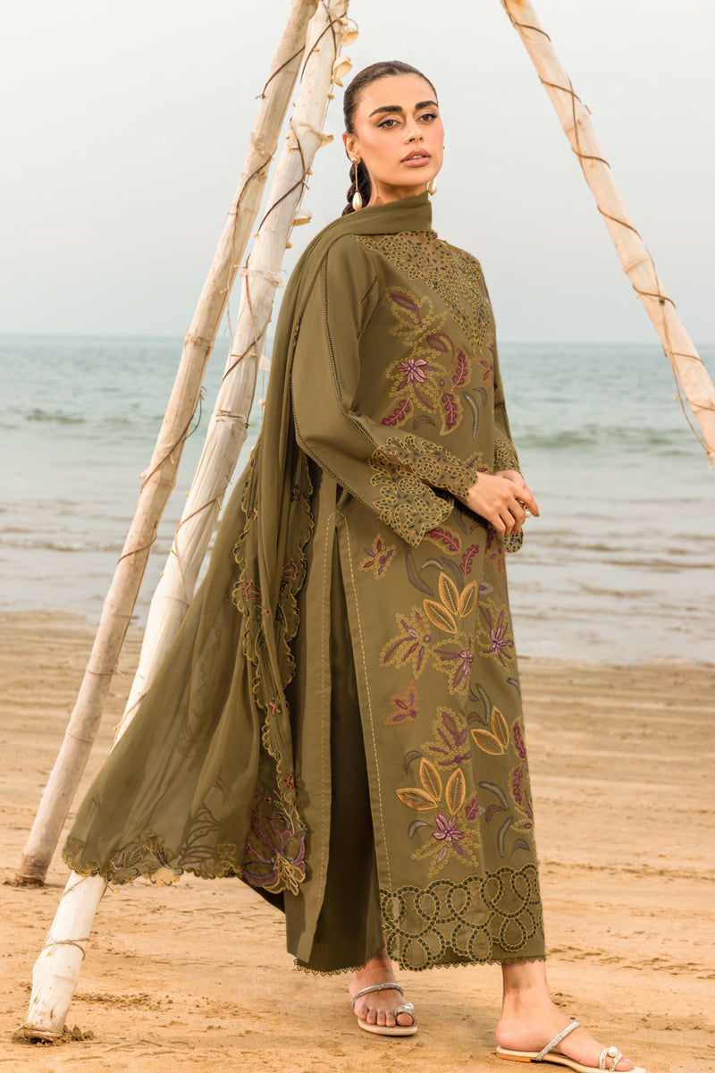 RANG RASIYA-3PC LAWN EMBROIDERED SHIRT WITH KHADDI NET EMBROIDERED DUPATTA AND TROUSER-BIC-4514