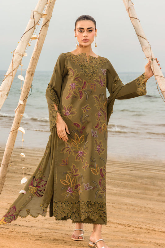 RANG RASIYA-3PC LAWN EMBROIDERED SHIRT WITH KHADDI NET EMBROIDERED DUPATTA AND TROUSER-BIC-4514