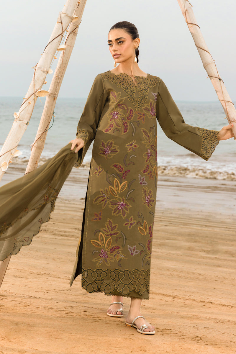 RANG RASIYA-3PC LAWN EMBROIDERED SHIRT WITH KHADDI NET EMBROIDERED DUPATTA AND TROUSER-BIC-4514