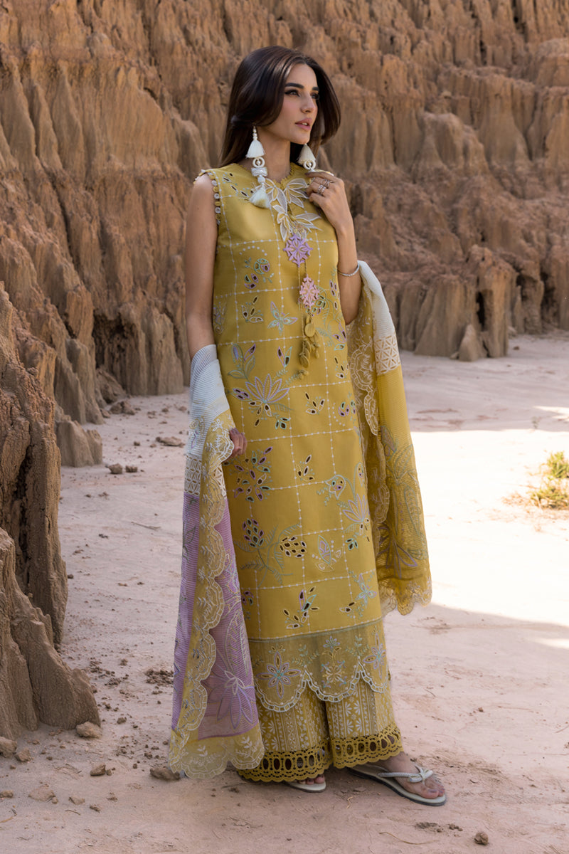 RANG RASIYA-3PC LAWN EMBROIDERED SHIRT WITH KHAADI NET EMB DUPATTA & TROUSER-BIC-4686