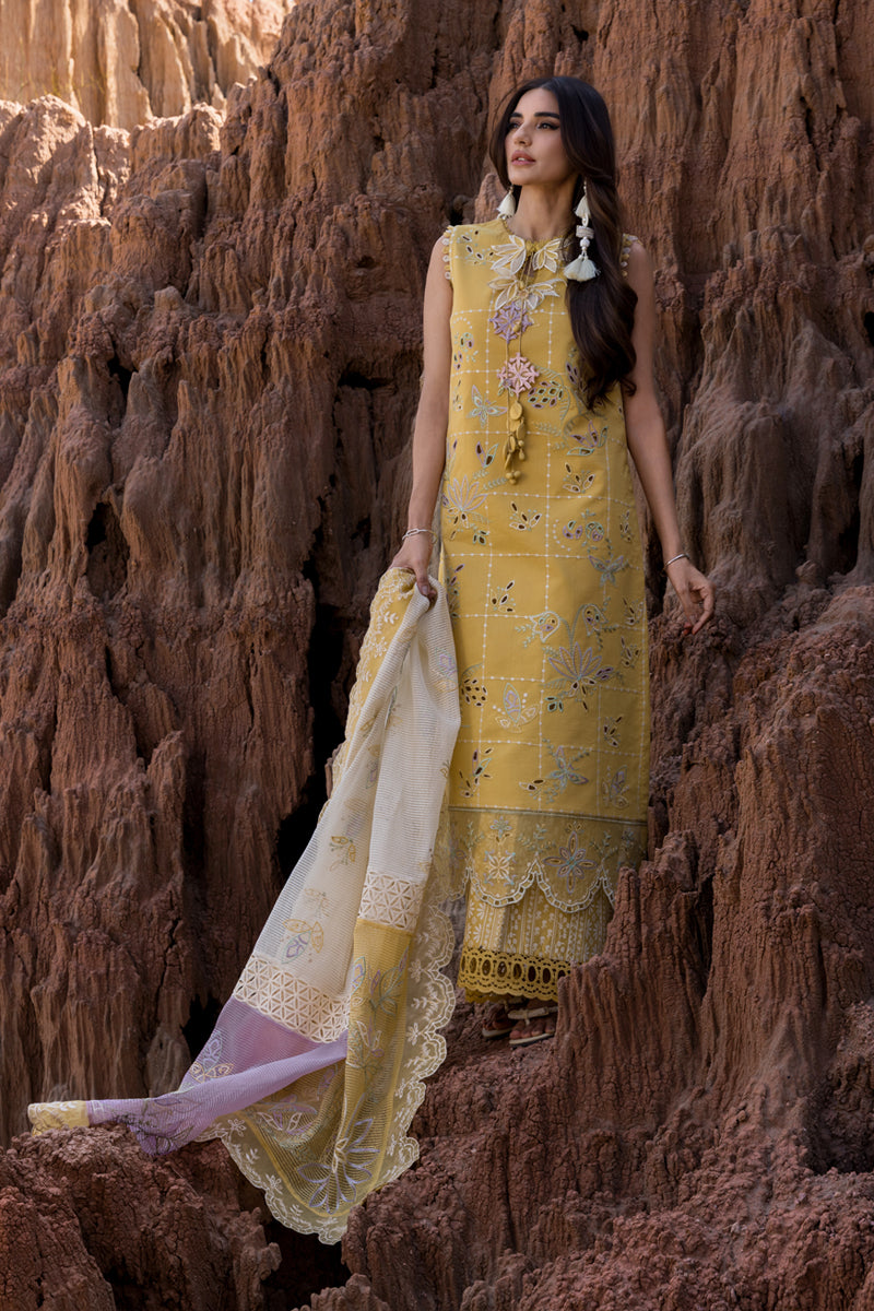 RANG RASIYA-3PC LAWN EMBROIDERED SHIRT WITH KHAADI NET EMB DUPATTA & TROUSER-BIC-4686