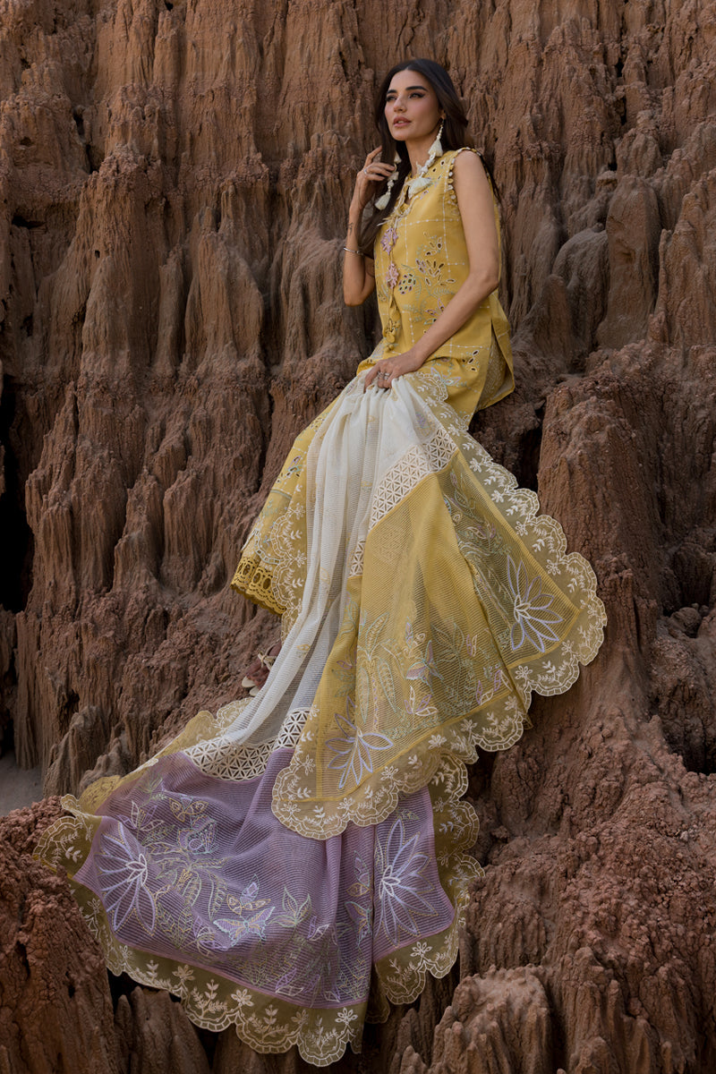 RANG RASIYA-3PC LAWN EMBROIDERED SHIRT WITH KHAADI NET EMB DUPATTA & TROUSER-BIC-4686