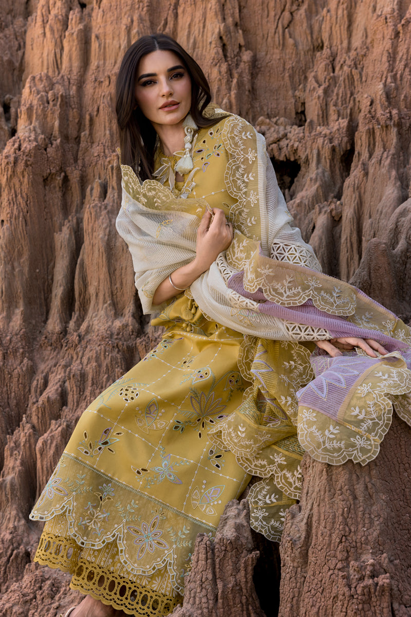 RANG RASIYA-3PC LAWN EMBROIDERED SHIRT WITH KHAADI NET EMB DUPATTA & TROUSER-BIC-4686