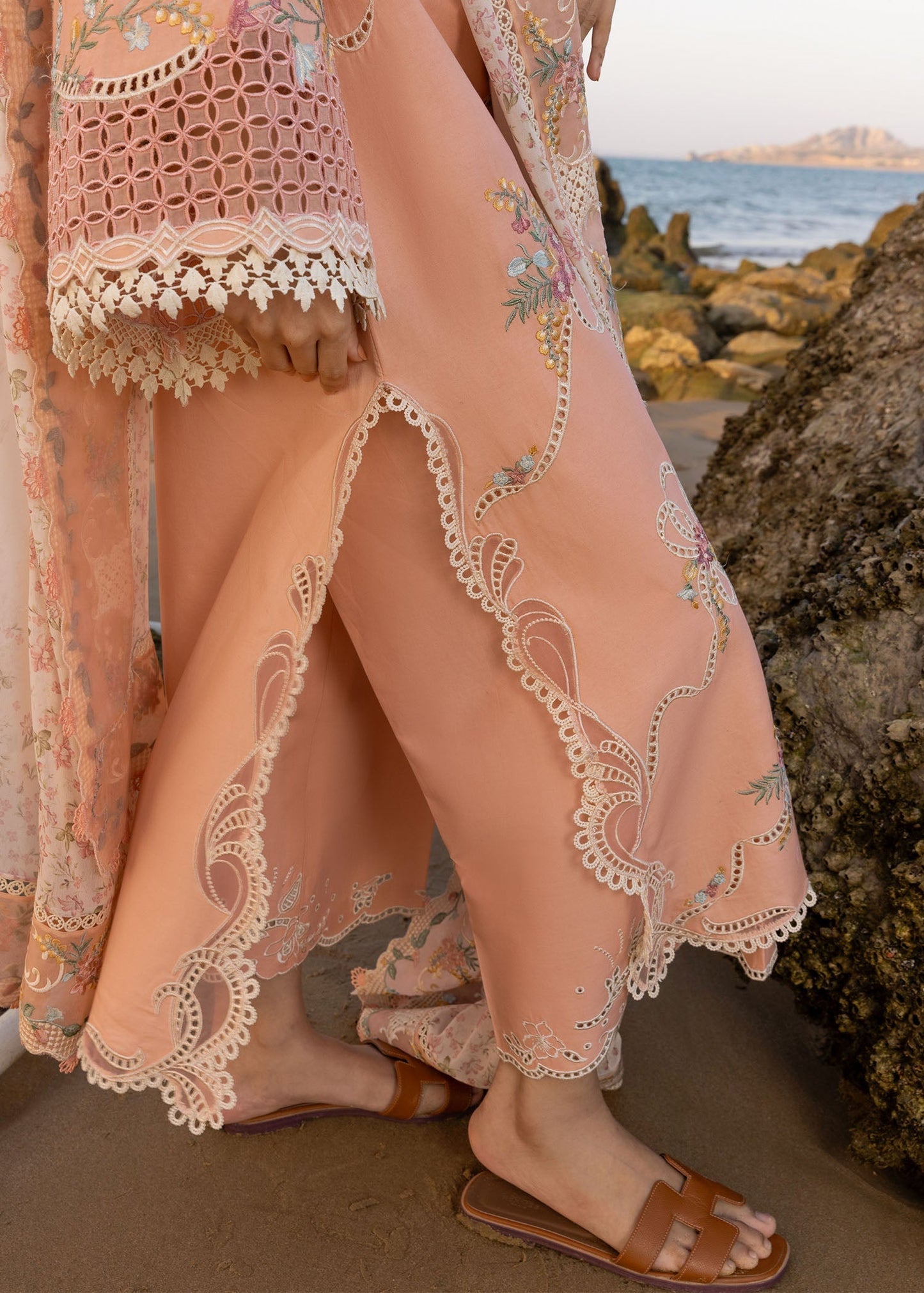 CRIMSON-3PC LAWN CHIKAANKARI EMBROIDERED SHIRT WITH CHIFOON PRINTED EMB DUPATTA AND EMB TROUSER-BIC-4705