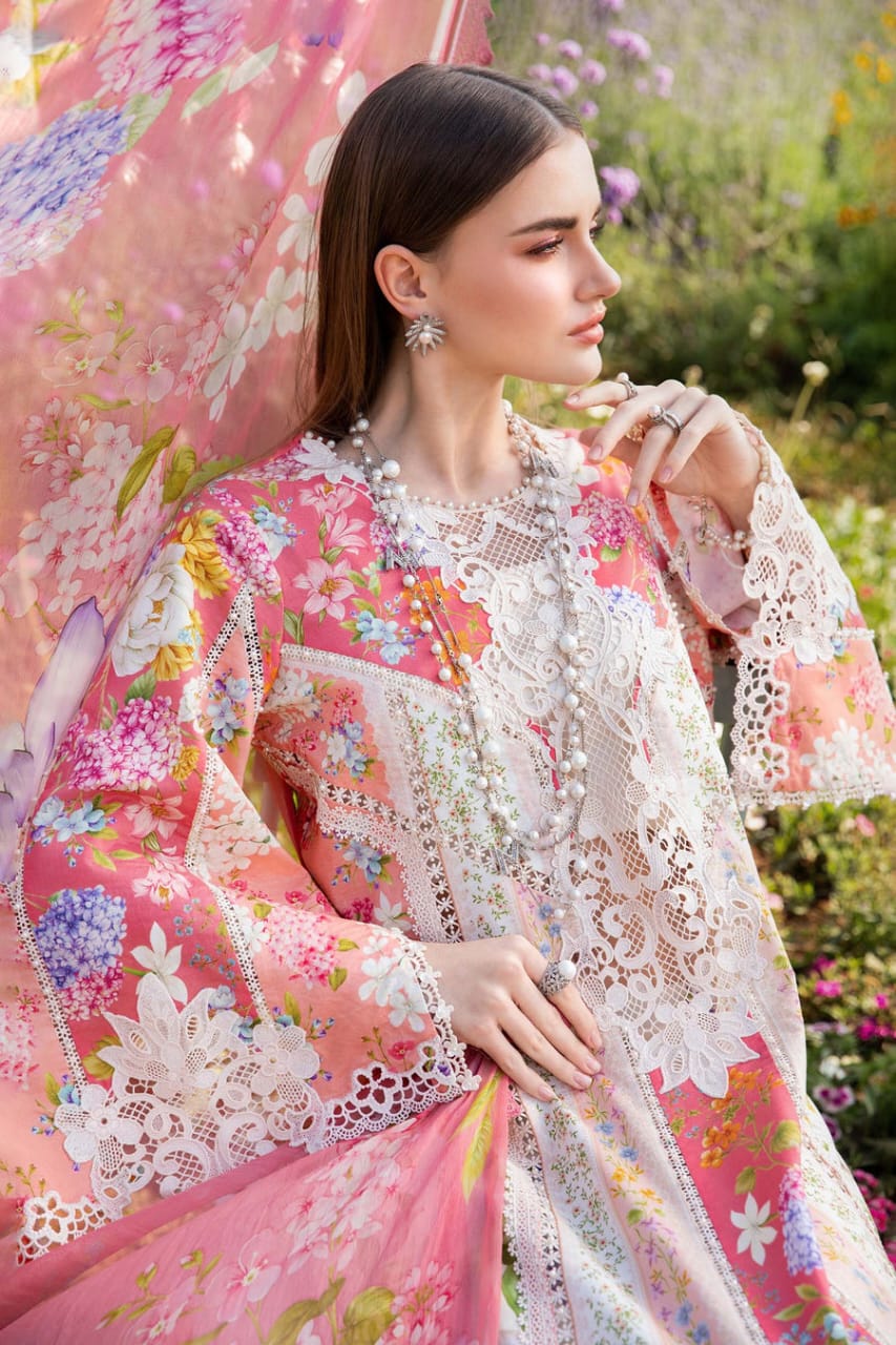 SR-MB468 Unstitched Digital Printed Lawn Suit 3pc With Voil Lawn Digital Printed Dupatta & Embroidered Patches