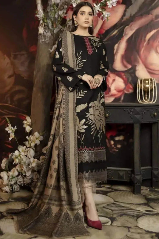 Unstitched Fully Embroided Dhanak Suit With Wool Shawl