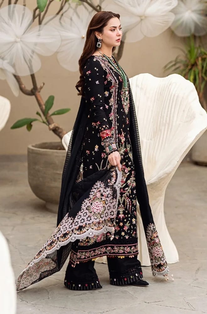 SR-QL2655 Unstitched Heavy Embroidered Dhanak Suit With Bamber Chiffon Embroidered Dupatta