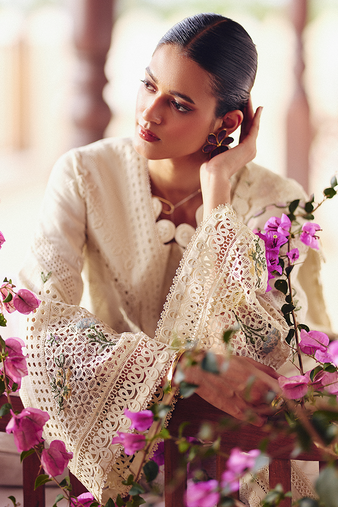 SUFFUSE-3PC LAWN CHIKAANKARI EMBROIDERED SHIRT WITH KHADDI NET EMBROIDERED DUPATTA AND TROUSER -BIC-4719